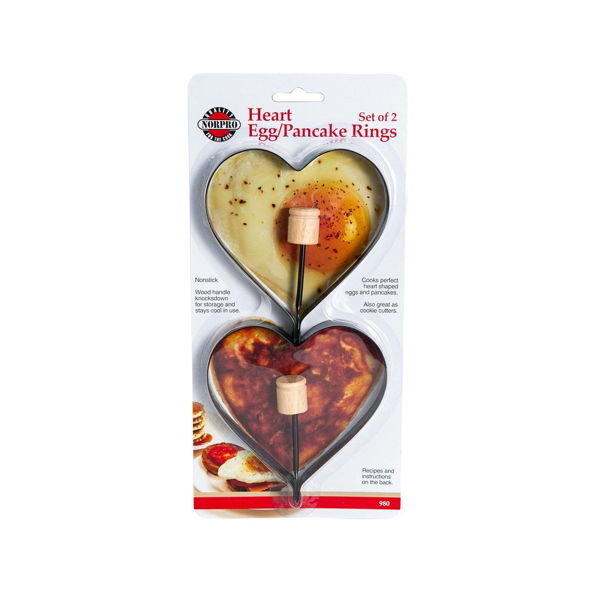 NORPRO heart egg and pancake rings, set of 2, metal molds.