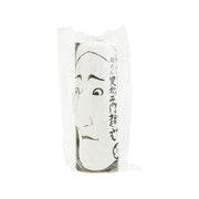 Soba noodle bag, white package with face graphic and Japanese text