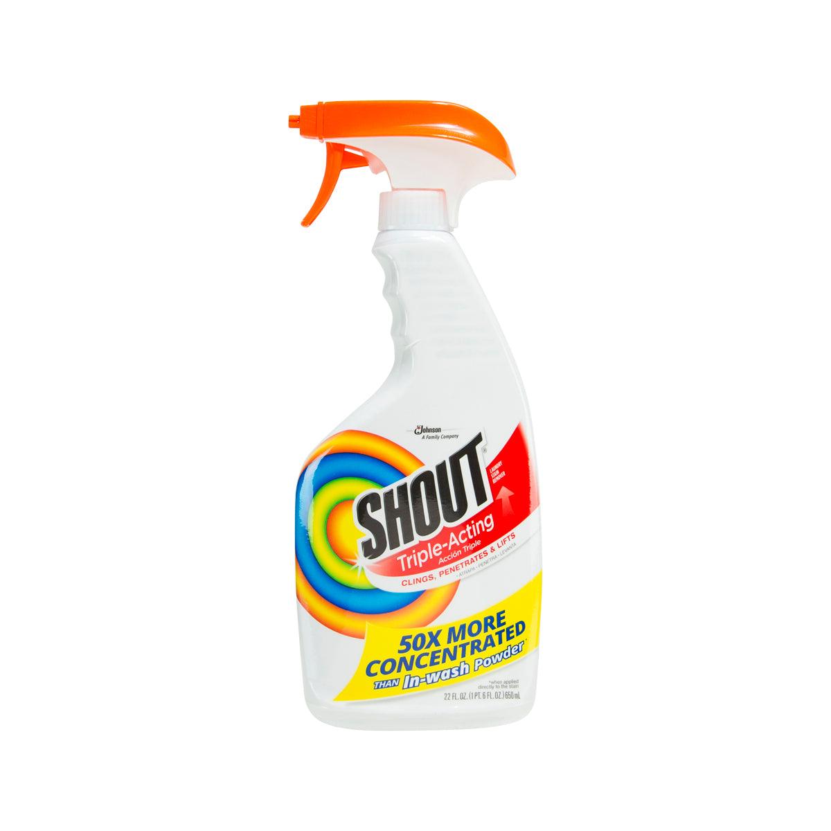 SHOUT pre-wash stain remover trigger spray bottle, white with orange sprayer