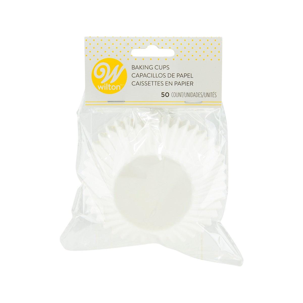 White jumbo paper baking cups, 50-count paper liners in retail pack