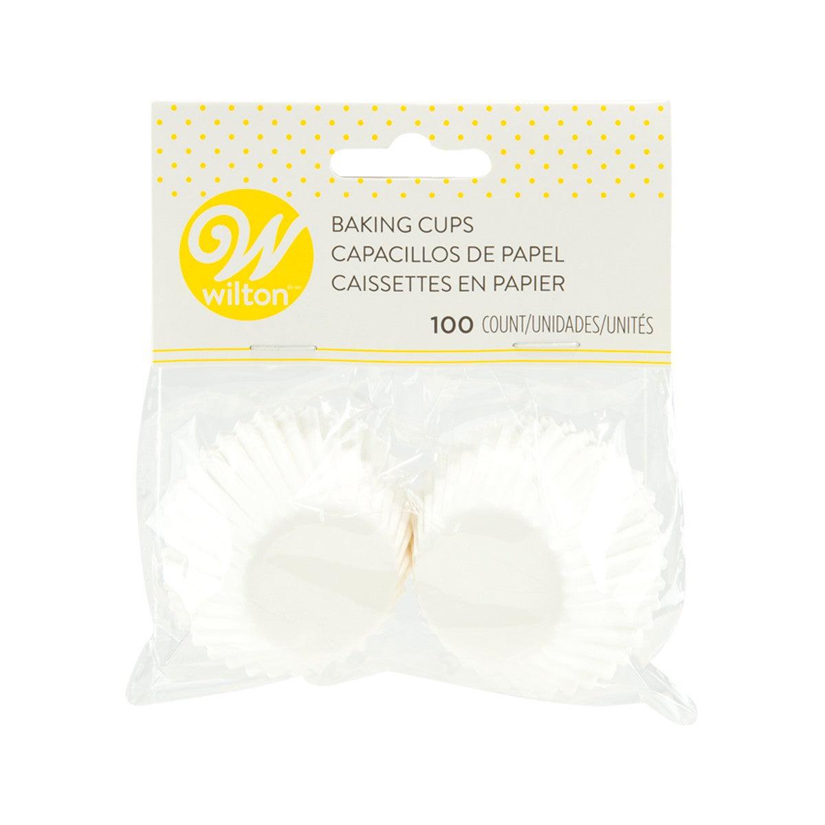White mini baking cups, 100 count, paper liners in sealed retail pack