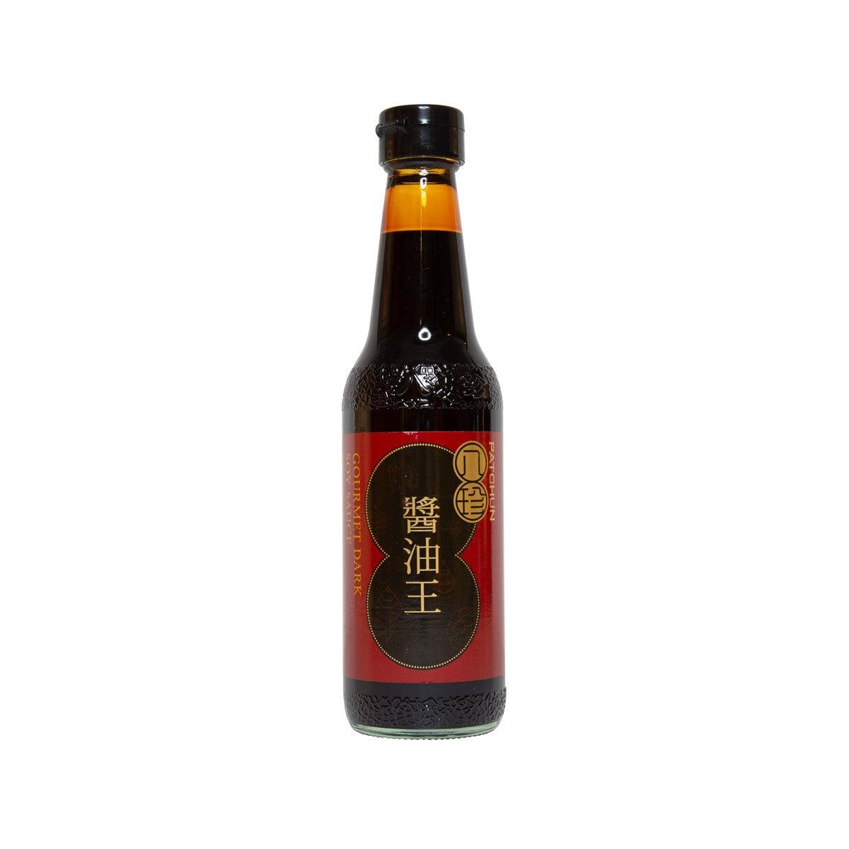 PAT CHUN dark soy sauce bottle, 300 mL, amber glass with black cap