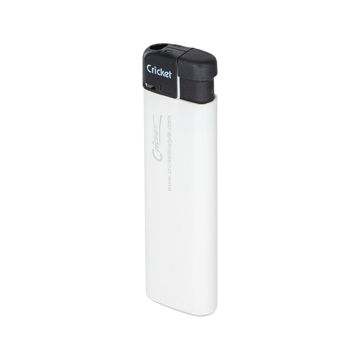 Electric lighter, Cricket-branded black cap on white body