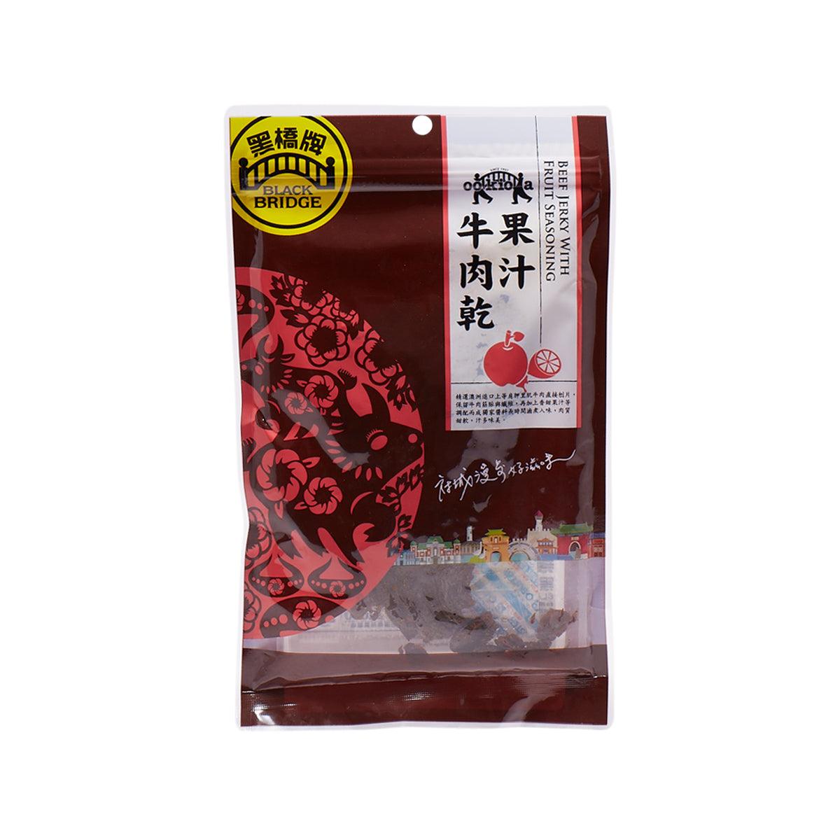 BLACK BRIDGE beef jerky pouch with fruit seasoning, front label