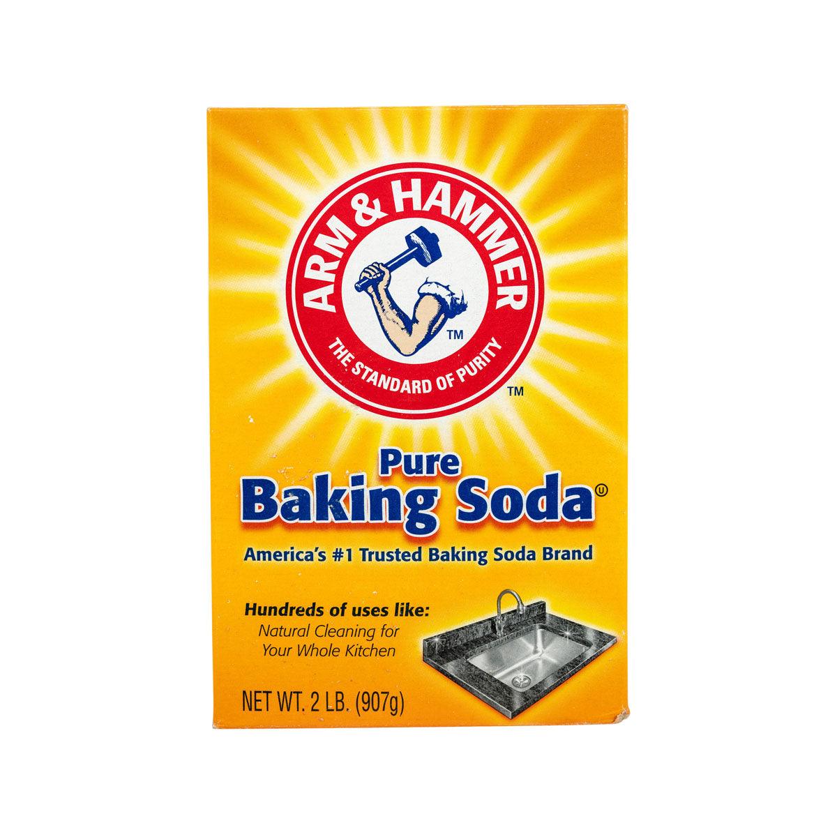 ARM & HAMMER Pure Baking Soda box, yellow package with logo and front label