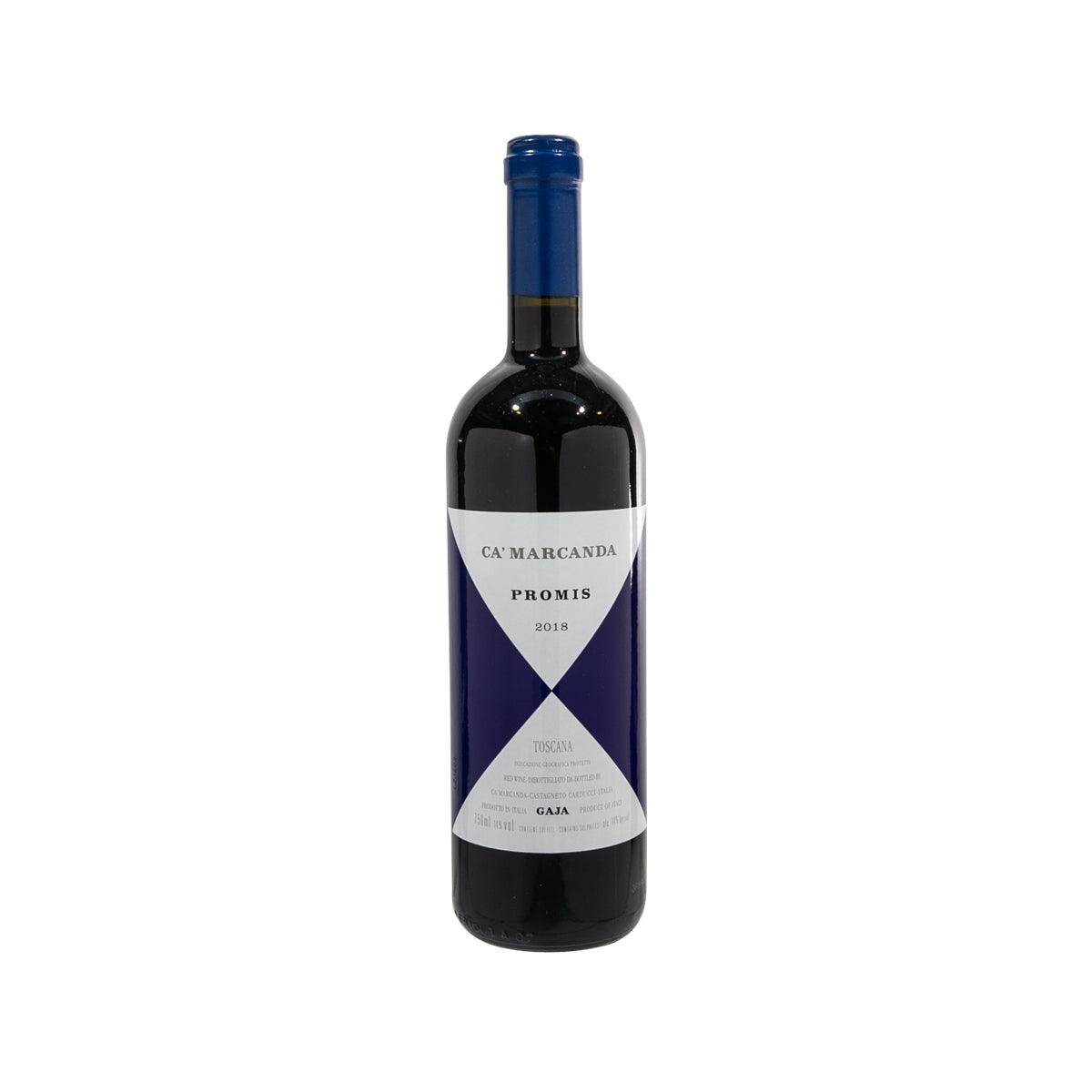 GAJA Ca'Marcanda Promis 2022 wine bottle, dark glass with blue cap