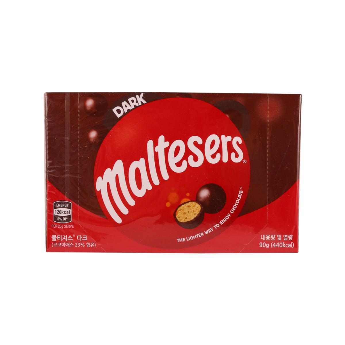 MALTESERS dark chocolate candy box, 90g pack with red front label