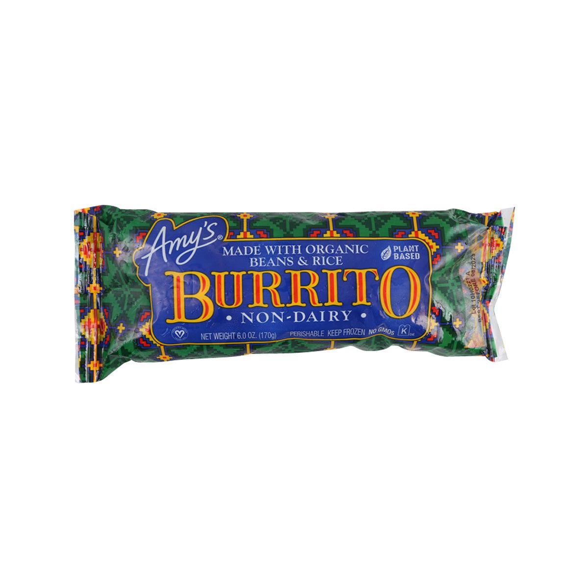 Amy's Kitchen non-dairy burrito, 170g frozen meal package