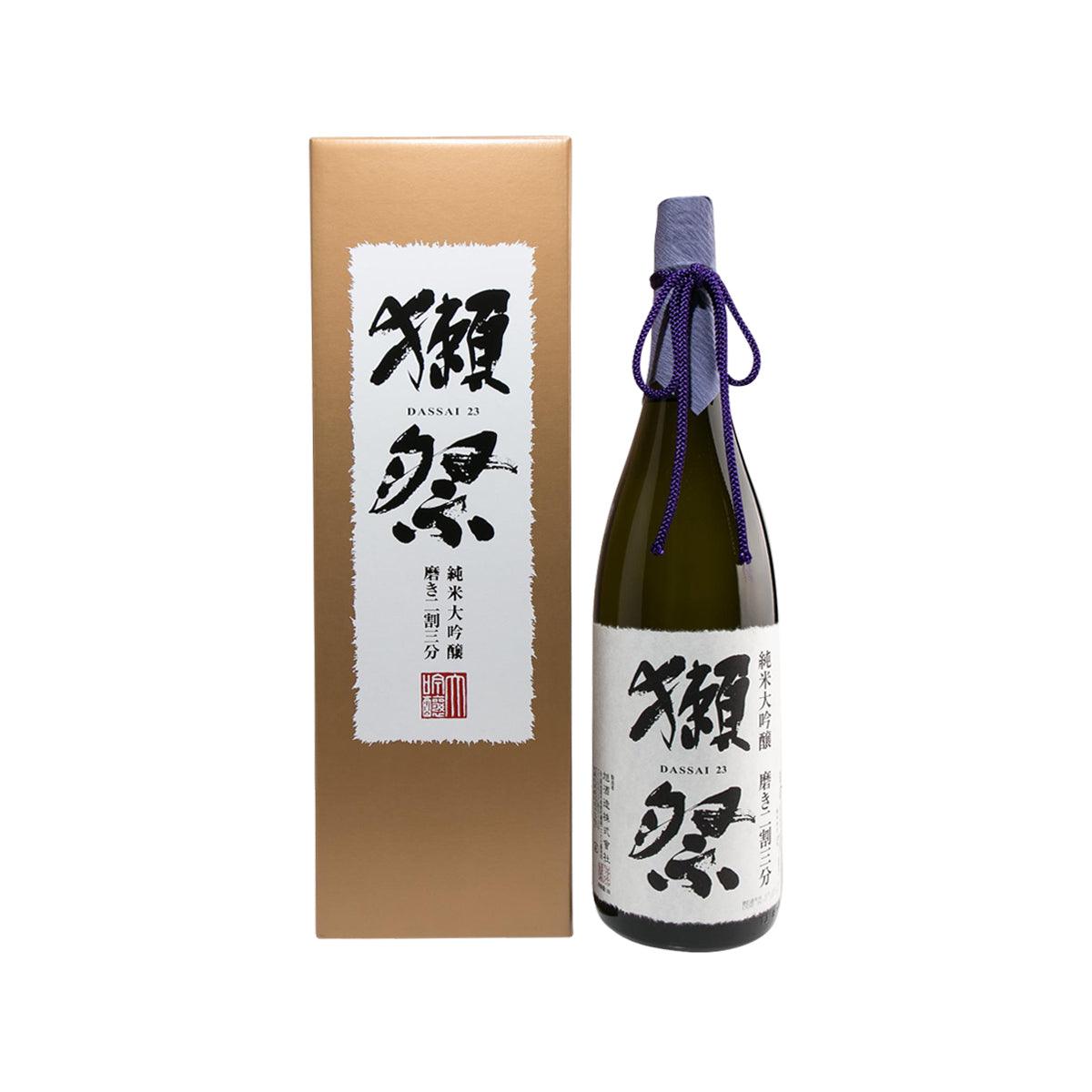 DASSAI 23 Junmai Daiginjo sake bottle with standing tan gift box