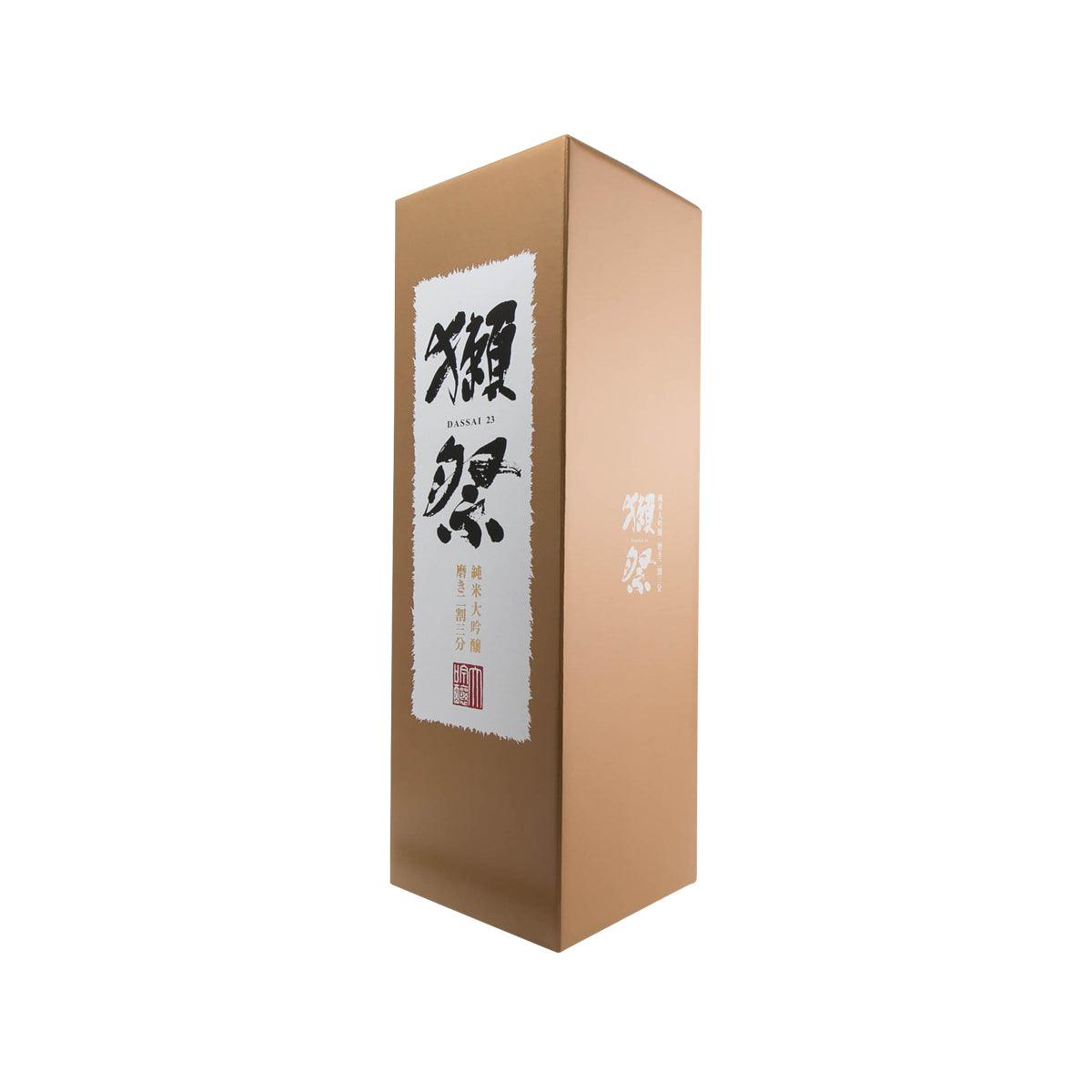 DASSAI 23 Junmai Daiginjo sake gift box, tan paper with front label panel