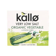 KALLO organic vegetable stock cubes pack, very low salt, 6 cubes, gluten- & lactose-free