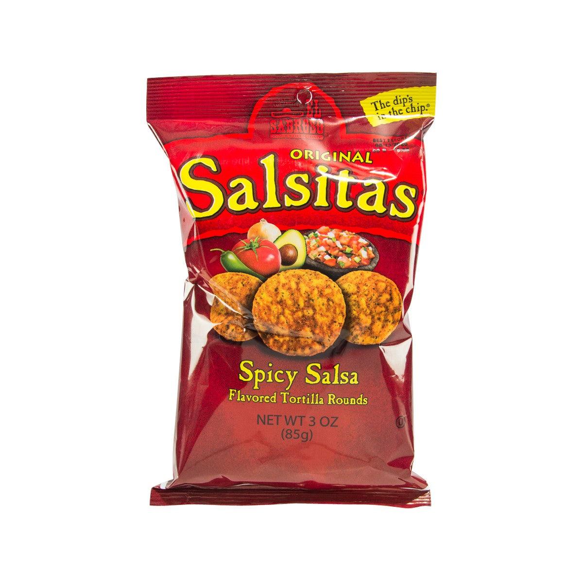 EL SABROSO Original Salsitas spicy salsa-flavored tortilla rounds bag, red package