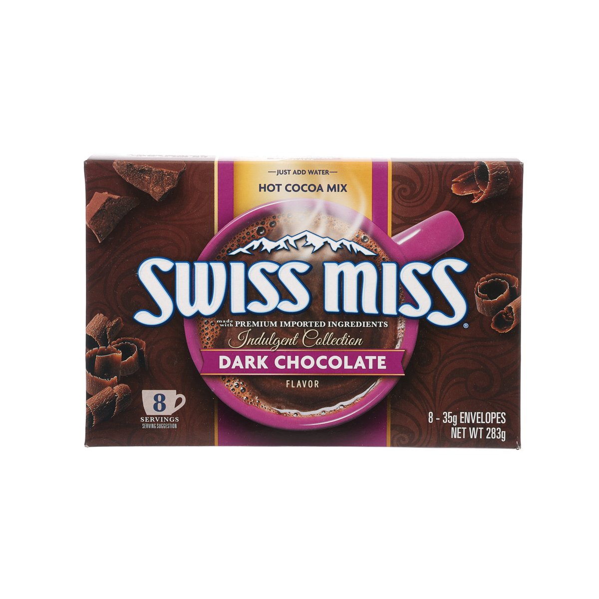 Dark chocolate hot cocoa mix pouch box, Swiss Miss 283 g, 8 servings