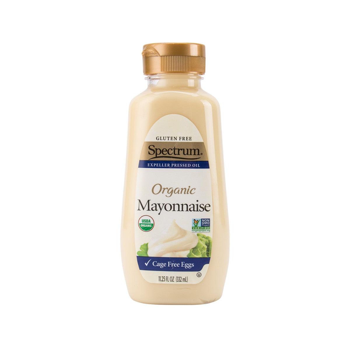 Organic mayonnaise bottle with gold cap, gluten-free, cage-free eggs, 15 fl oz
