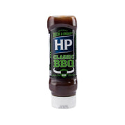 BBQ sauce bottle with HP Classic BBQ label and woodsmoke flavor, 465g size