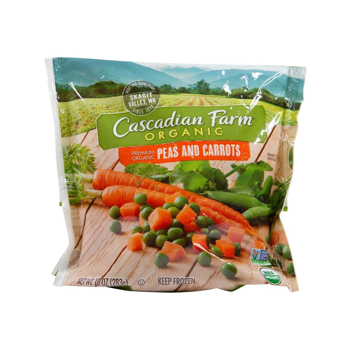 CASCADIAN FARM organic peas and carrots frozen vegetable bag