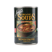 Amy's Organic Soups low-fat minestrone soup can, front label