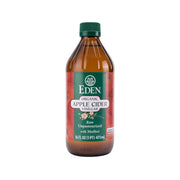 Apple cider vinegar bottle with EDEN organic label, 473 mL, green cap, front view
