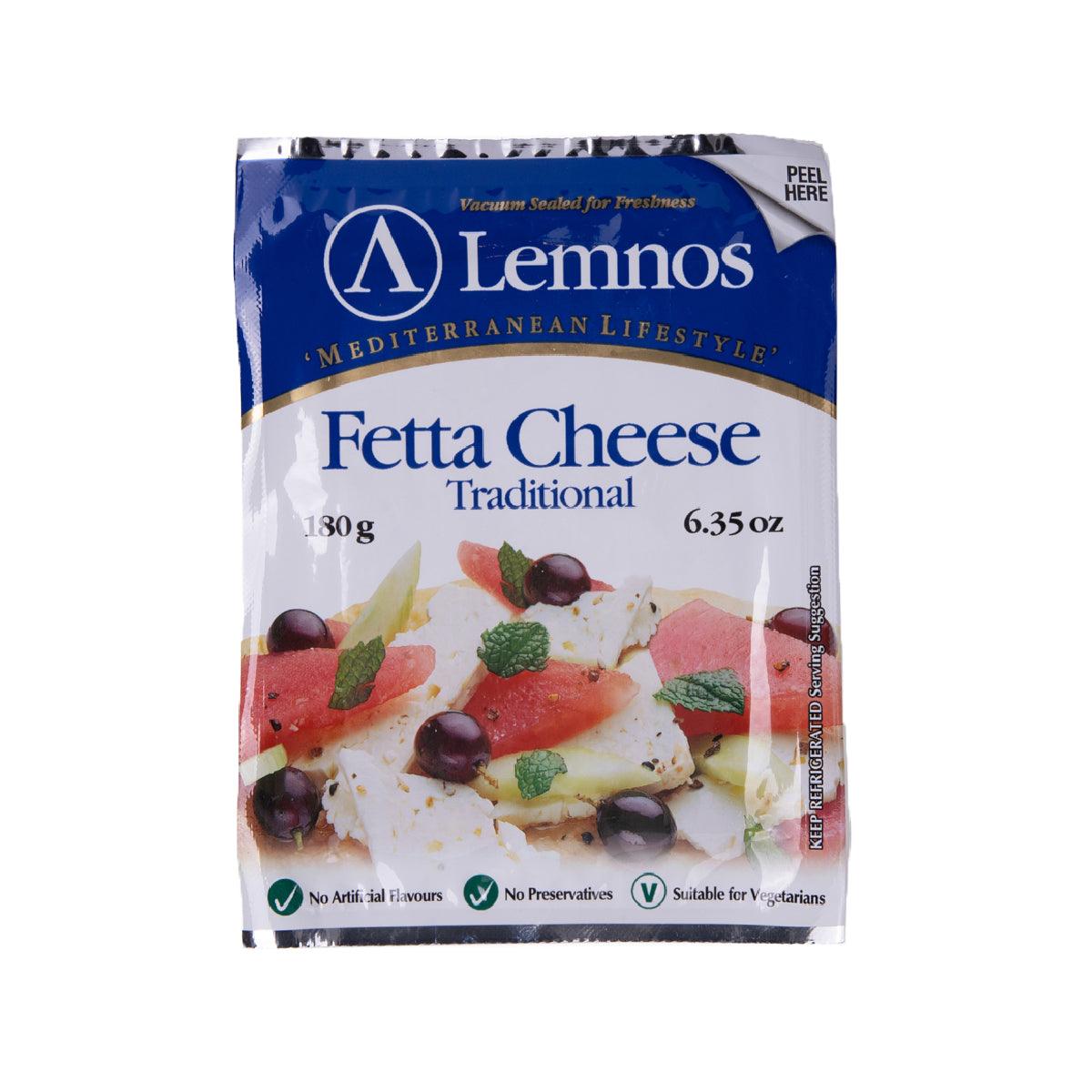 LEMNOS traditional feta cheese package, blue and white bag, 180g
