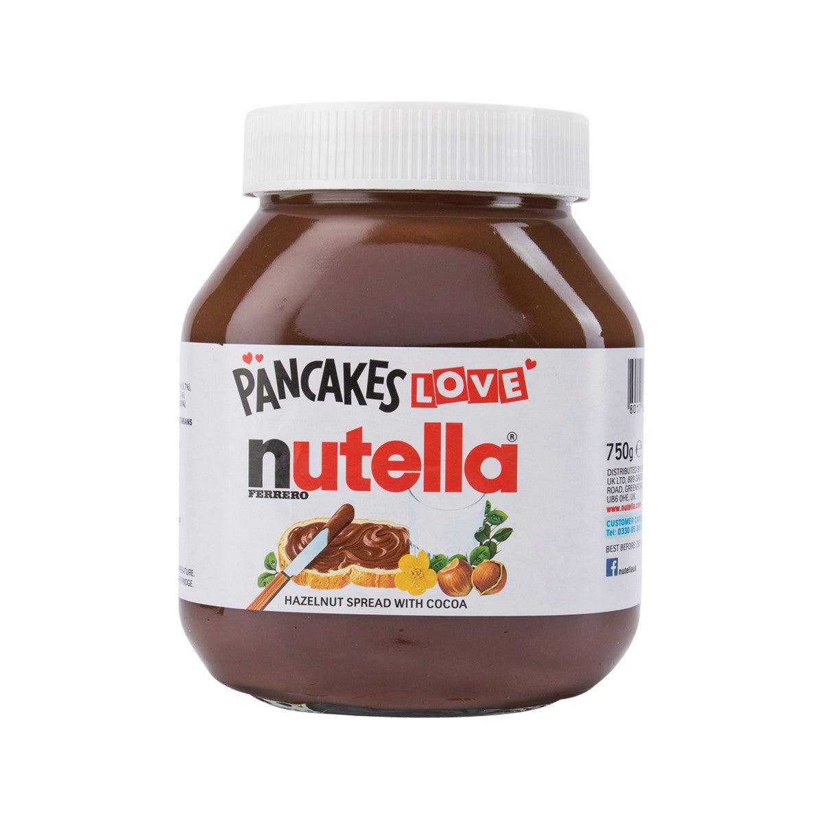 Nutella hazelnut spread with cocoa jar, 750g, brown glass with white screw cap