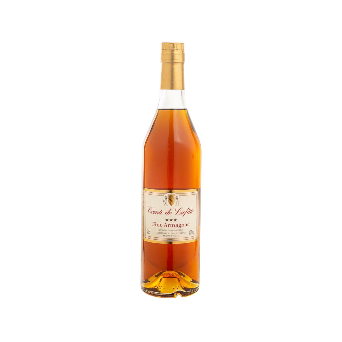 COMTE DE LAFITTE Armagnac bottle, amber glass, gold cap, front label