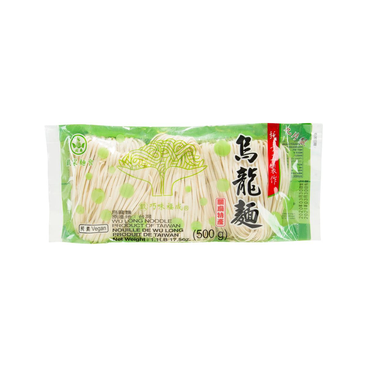 Oolong noodle package, 500 g, green bag with printed noodle graphic