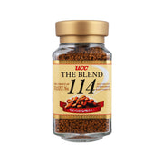 Instant coffee jar with gold lid, UCC The Blend 114 front label