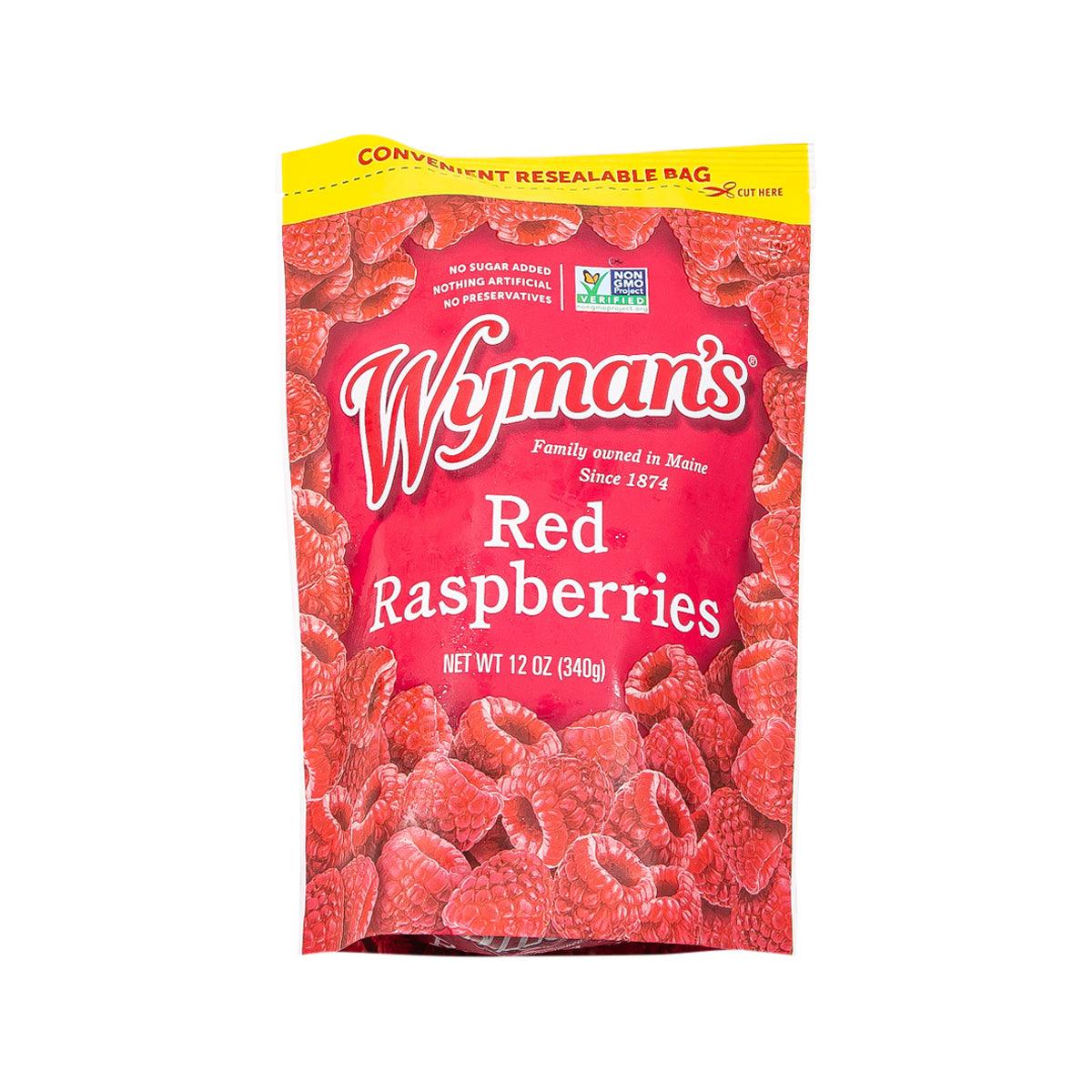 Frozen red raspberries in resealable pouch, 340 g