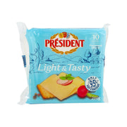 PRESIDENT light processed cheese slices pack, 200g with 10 slices