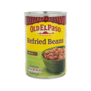 OLD EL PASO Mild refried beans can with front label and serving photo