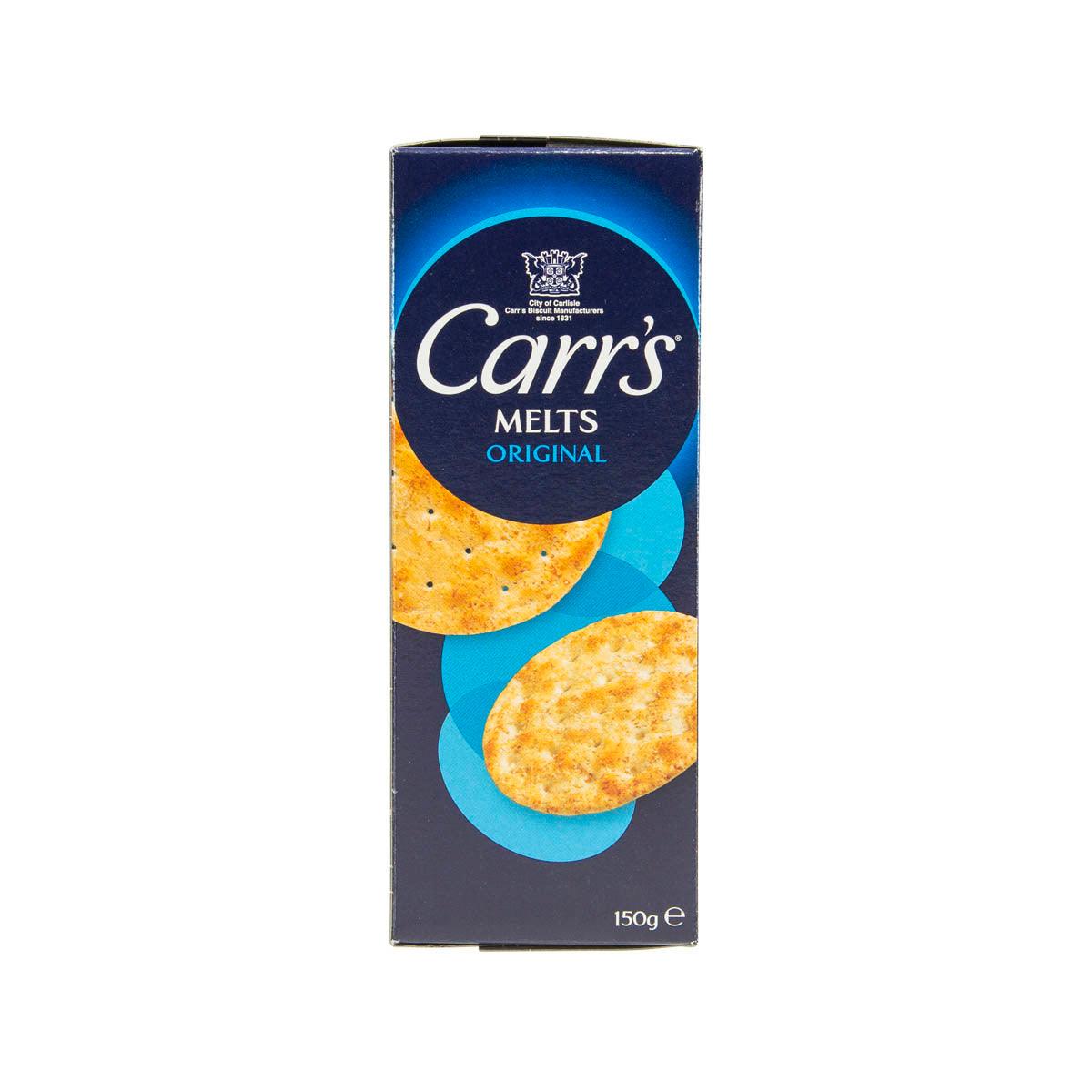 CARR'S Melts Original crackers box, 150g, blue and dark design with logo