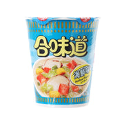 NISSIN Cup Noodles seafood flavor instant noodle cup, blue with seafood topping graphic