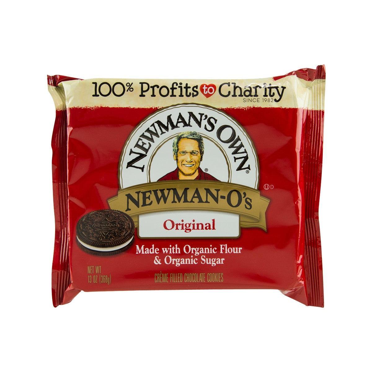 NEWMAN-O's cream-filled chocolate cookies in red foil package