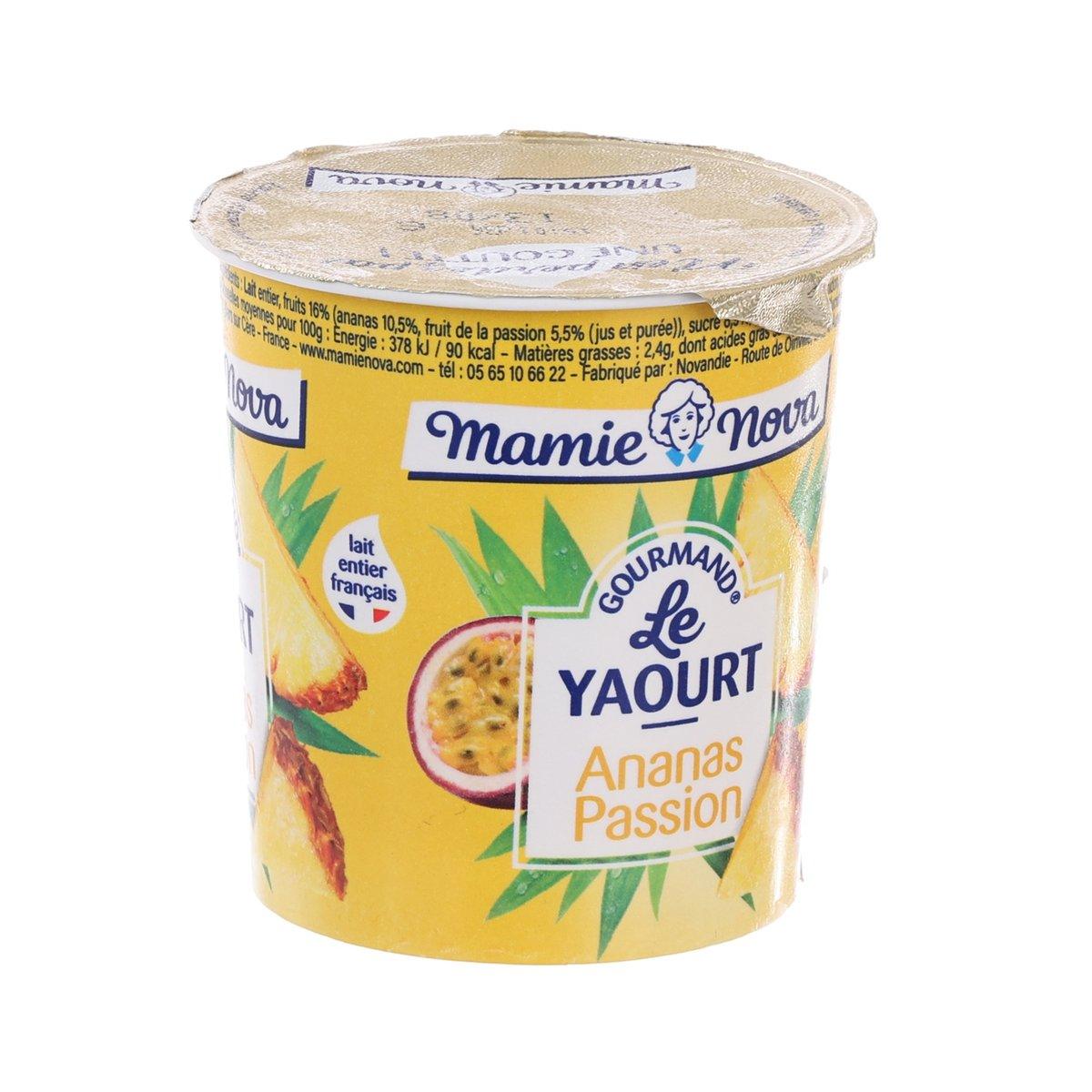 MAMIE NOVA yogurt cup with lid seal, pineapple & passion fruit flavor, 150g