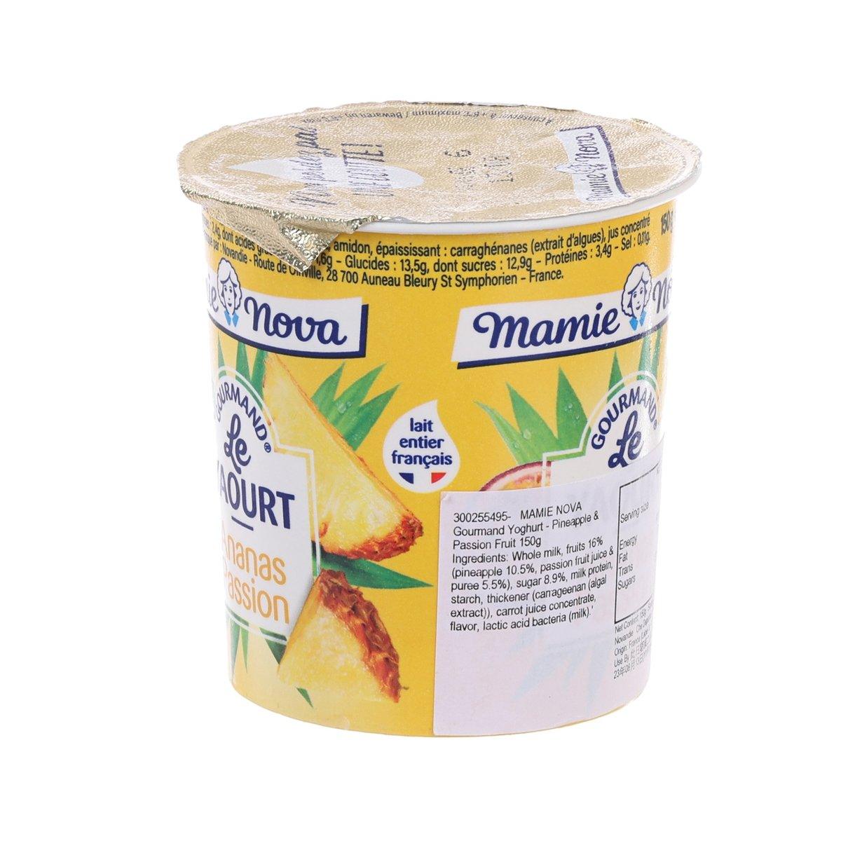 MAMIE NOVA yogurt cup, back label with ingredients, pineapple passion fruit