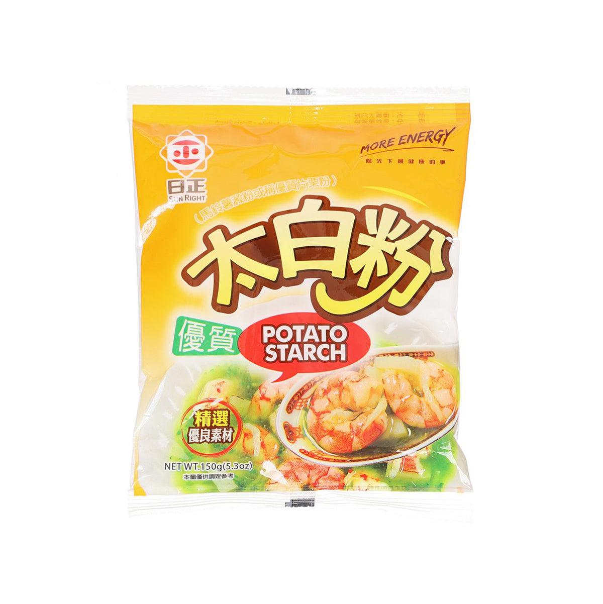SUNRIGHT potato starch powder in resealable yellow plastic bag, 150g