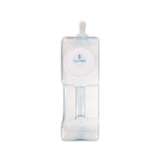 Clear 1.25-gallon beverage container with white spigot and blue top cap
