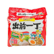 NISSIN instant noodles pouch, red package with large Japanese text and ramen bowl graphic