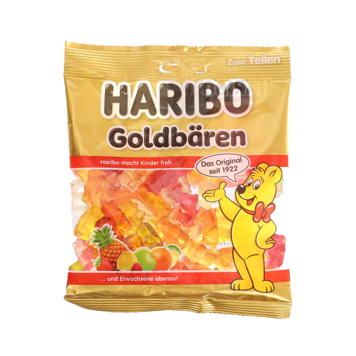 HARIBO Gold Bears fruit gummy candy bag, front view