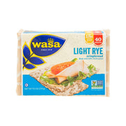 WASA Light Rye crispbread package front with sandwich topping photo