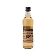 LE BLANC champagne vinegar bottle, amber liquid, black cap, 500 mL