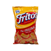 Fritos The Original corn chips snack bag, yellow and red packaging with logo and chips graphic.