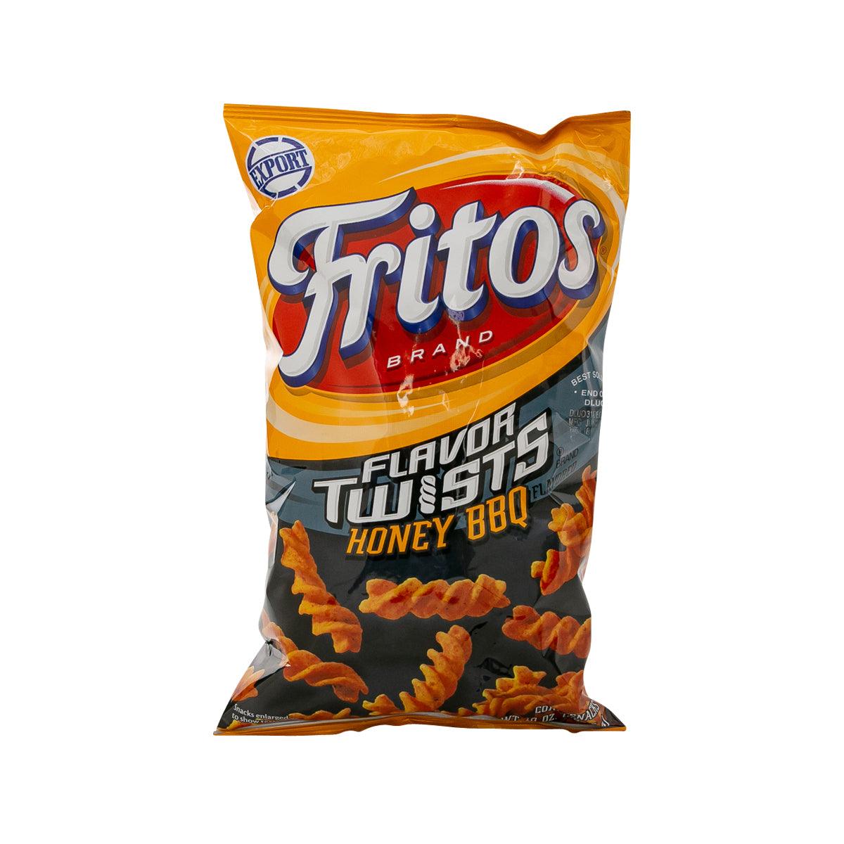 Fritos Flavor Twists Honey BBQ corn snack bag, front view