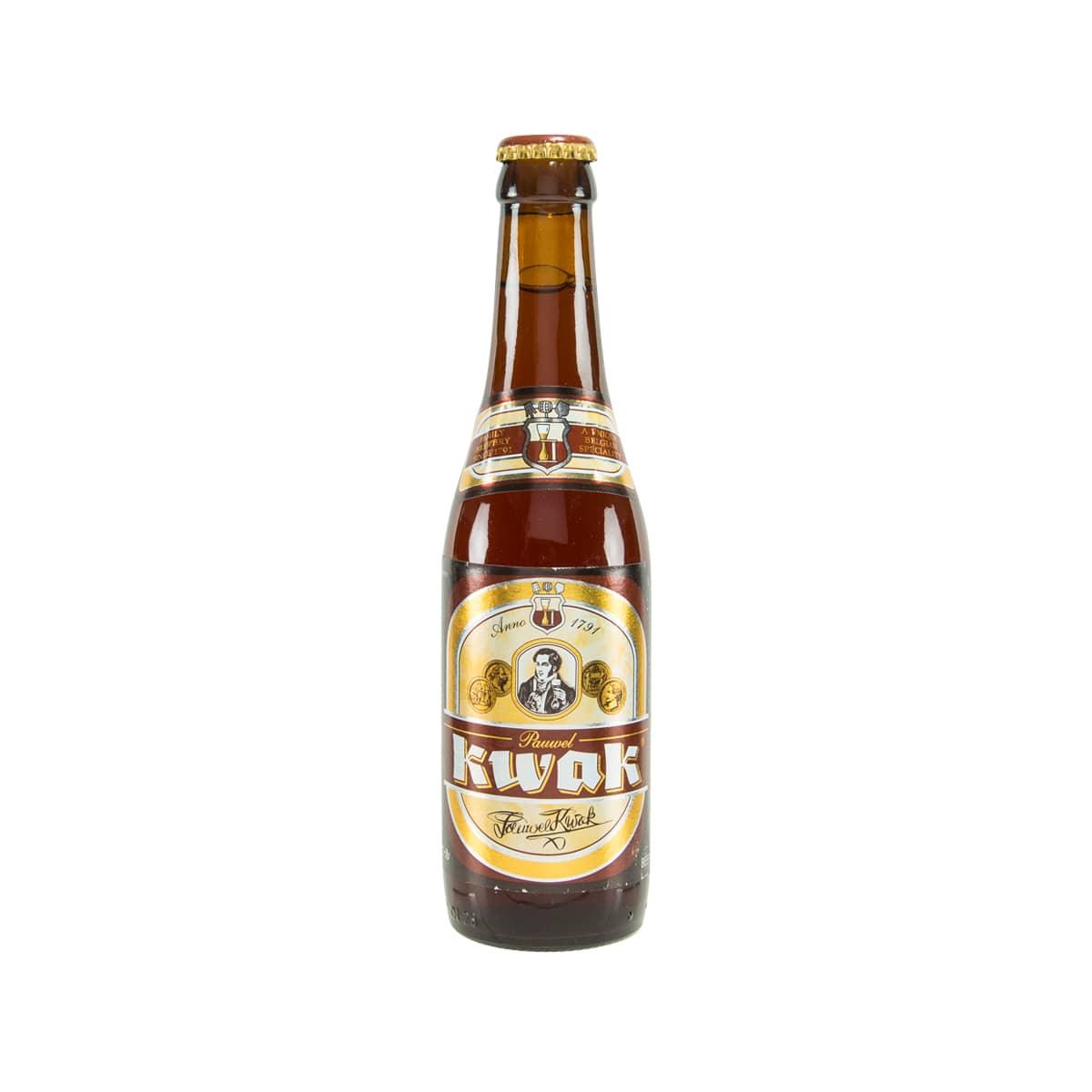 Strong beer bottle, amber glass, gold cap, front label, 330 mL