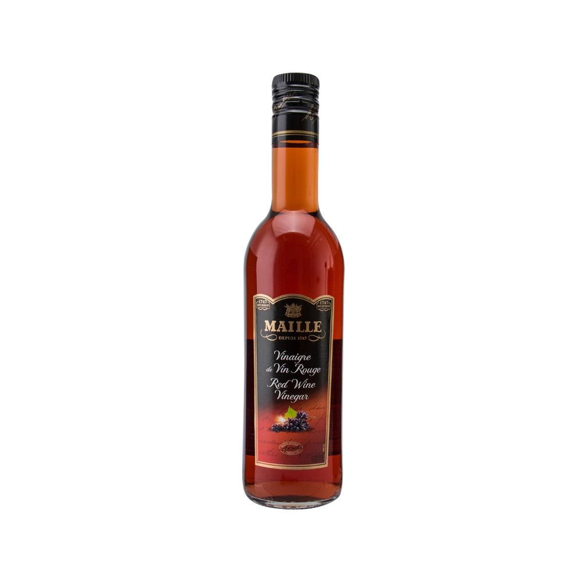 MAILLE red wine vinegar bottle, glass with dark red label front, 500 mL