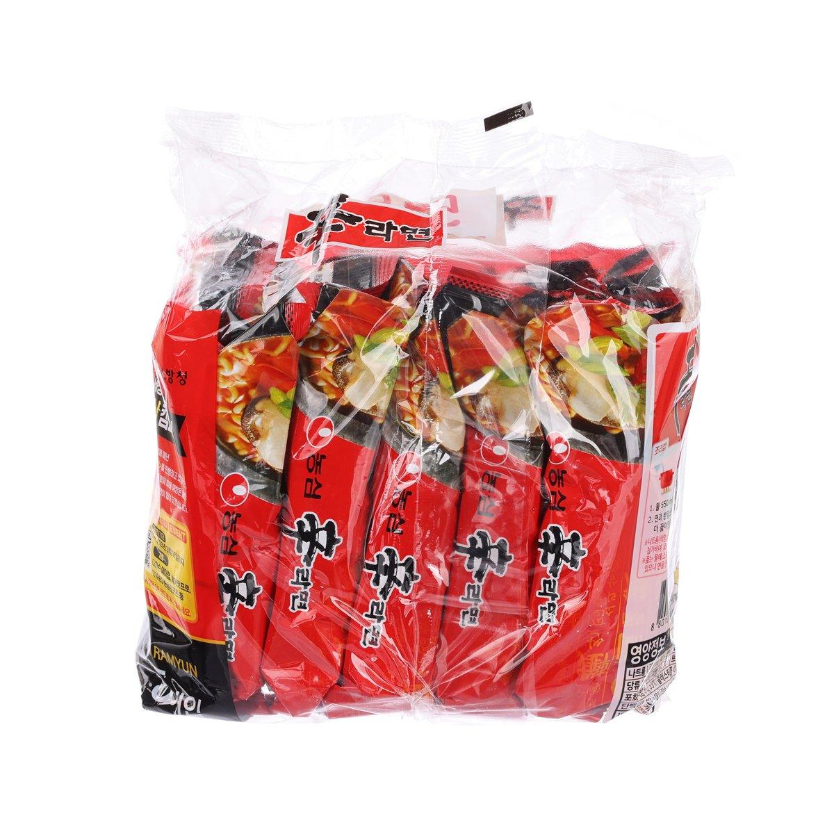Nong Shim Shin Ramyun instant ramen noodles, multiple red packets in clear bag