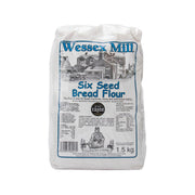 WESSEX MILL six seed bread flour bag, 1.5 kg, front label in blue