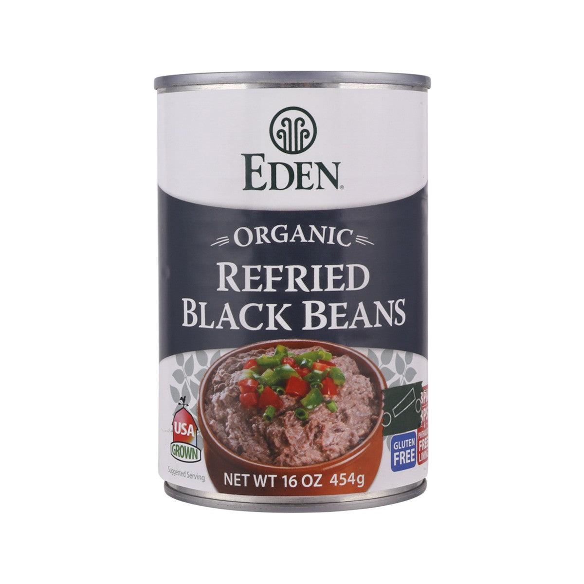 EDEN organic refried black beans can, 454 g