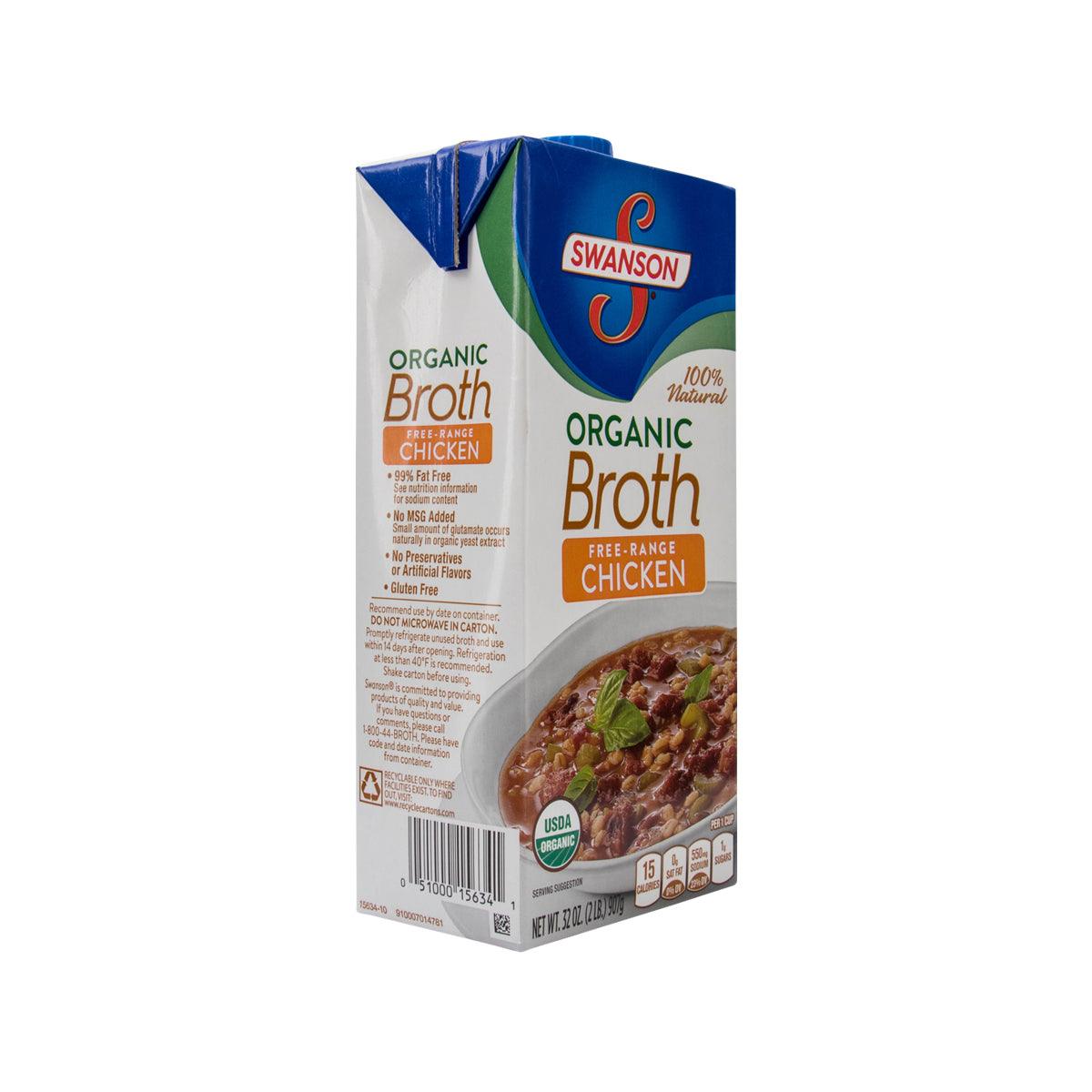 SWANSON organic chicken broth carton, side panel with product details