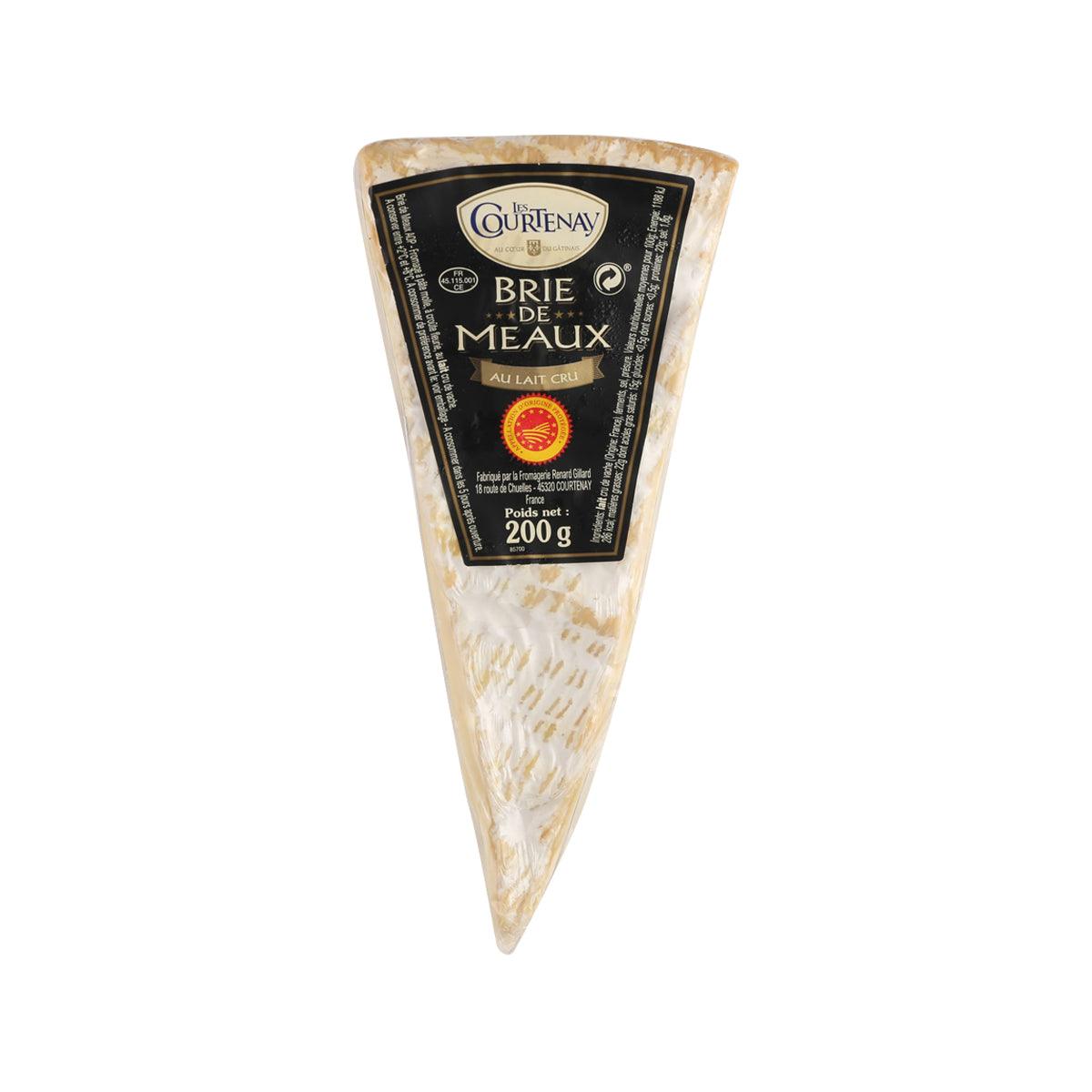 COURTENAY Brie de Meaux AOP raw milk brie cheese wedge, 200g, pale cream rind